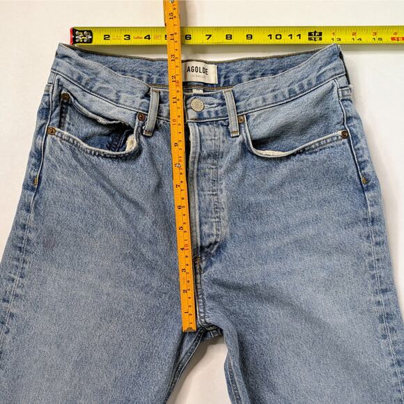 Agolde 90s Crop Jeans 26 Light Blue Straight Leg Organic Cotton Vintage Wash - Picture 9 of 12